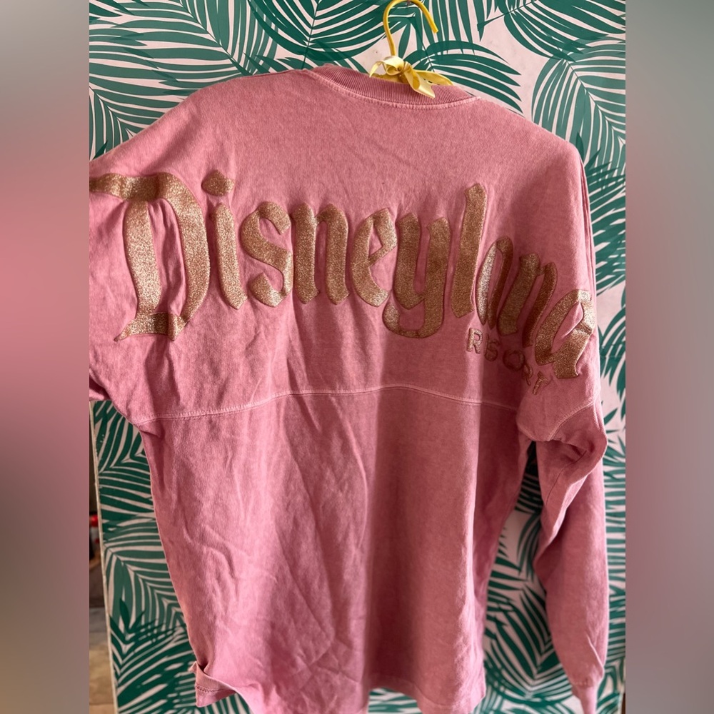 Disneyland Pink Long Sleeve Tee with Gold Script